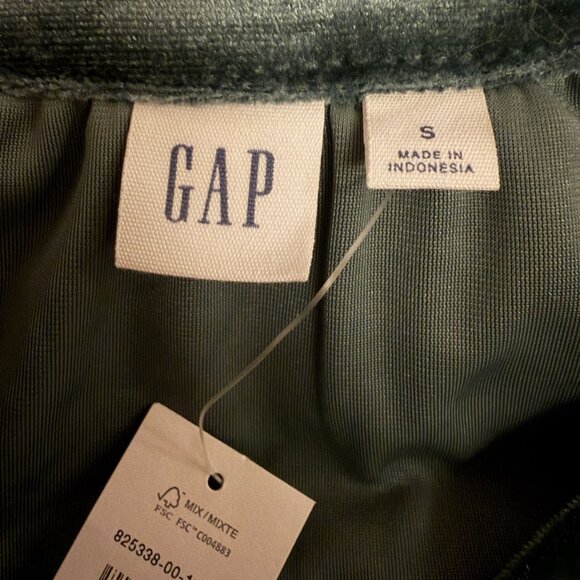 Gap Velvet Puff Sleeve Blouse Womens S Green Relaxed Fit Split Neck Top Holiday - Picture 5 of 9